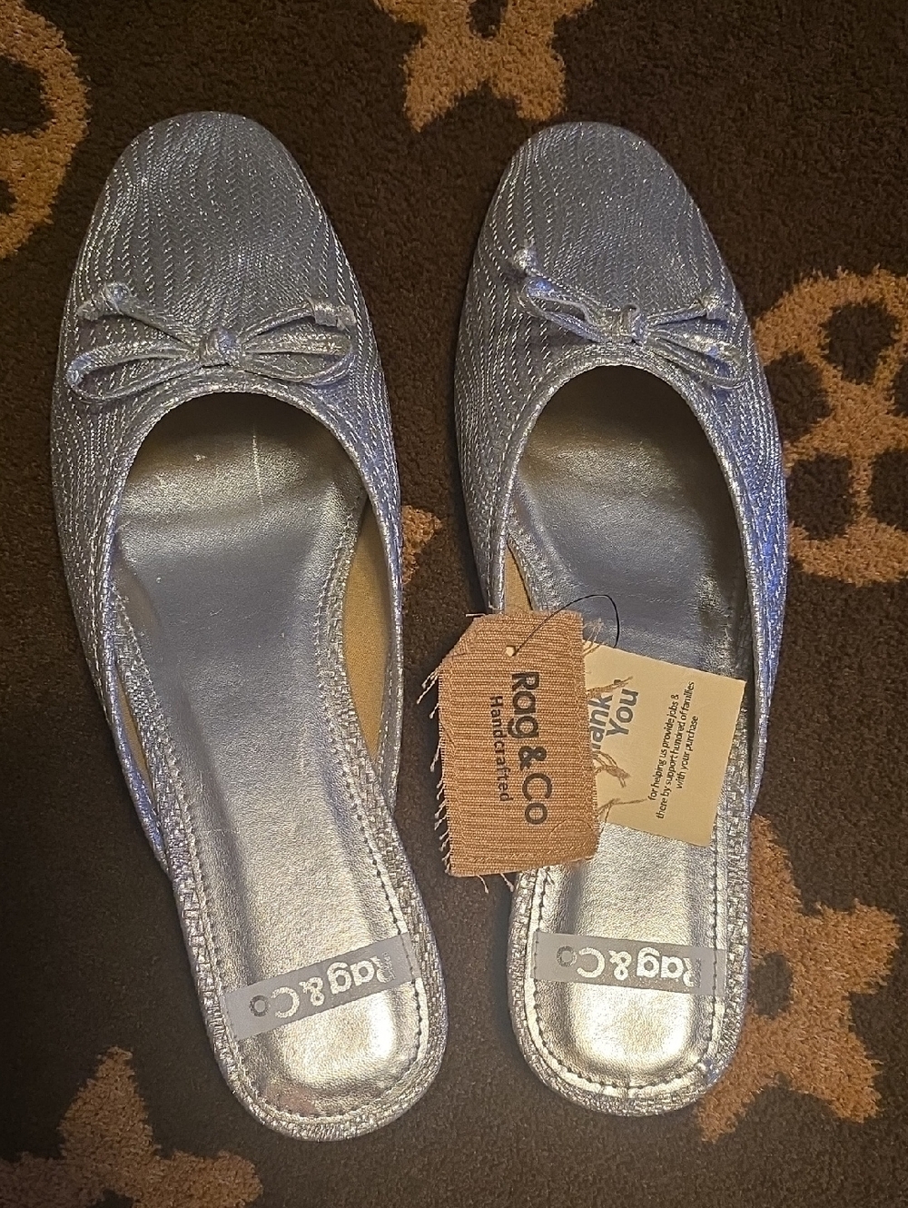 Rag & Co Silver Women's mules with bow